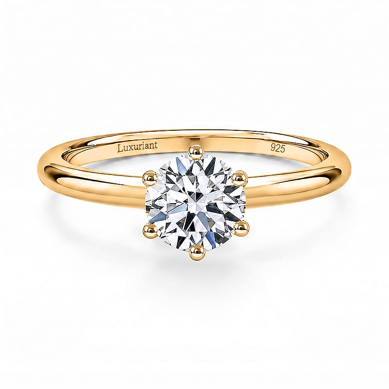 Luxuriant Lab Grown Diamond G-H SI 1.00 ctw Classic Elegance Ring in 18K Vermeil Yellow Gold Over Sterling Silver (Size 8.0)
