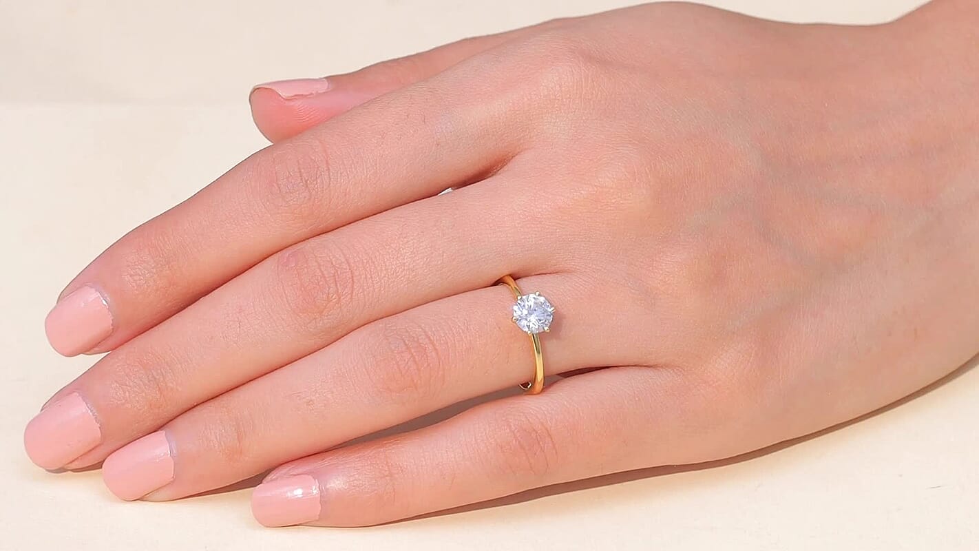 Luxuriant Lab Grown Diamond (G-H, SI) Ring in 18K Vermeil YG Over Sterling Silver (Size 8.0) 1.00 ctw