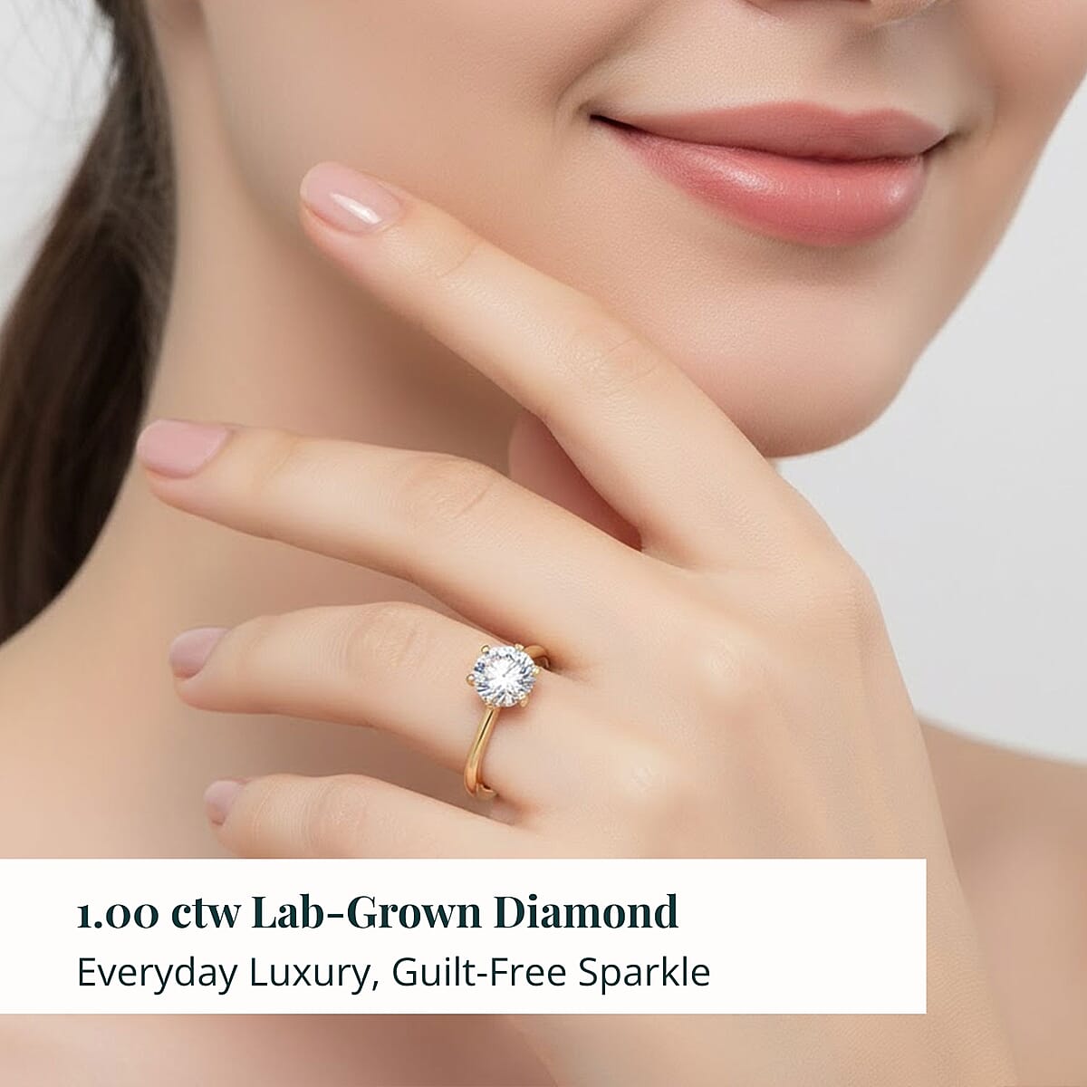 Luxuriant Lab Grown Diamond (G-H, SI) Ring in 18K Vermeil YG Over Sterling Silver (Size 8.0) 1.00 ctw image number 1