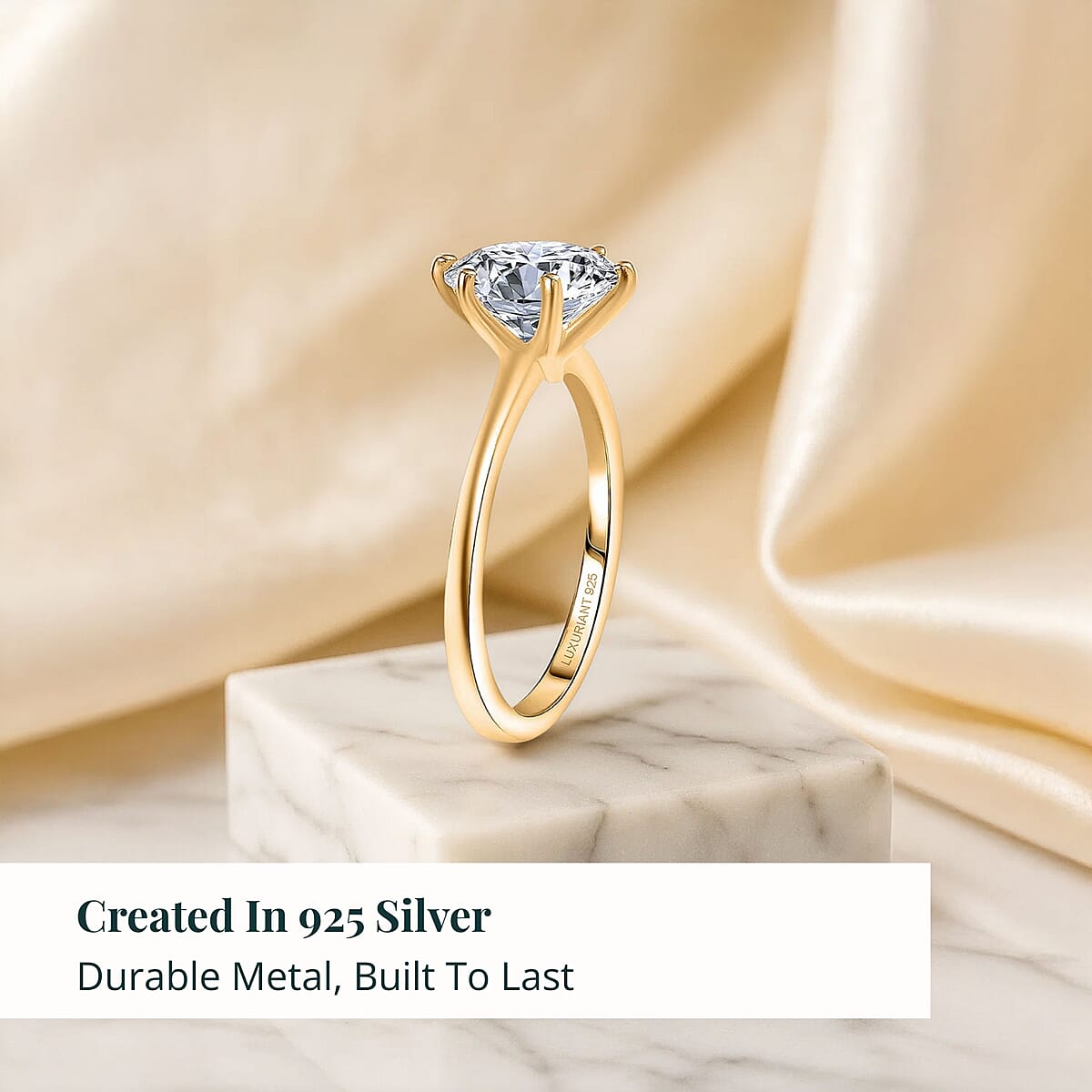 Luxuriant Lab Grown Diamond (G-H, SI) Ring in 18K Vermeil YG Over Sterling Silver (Size 8.0) 1.00 ctw image number 2