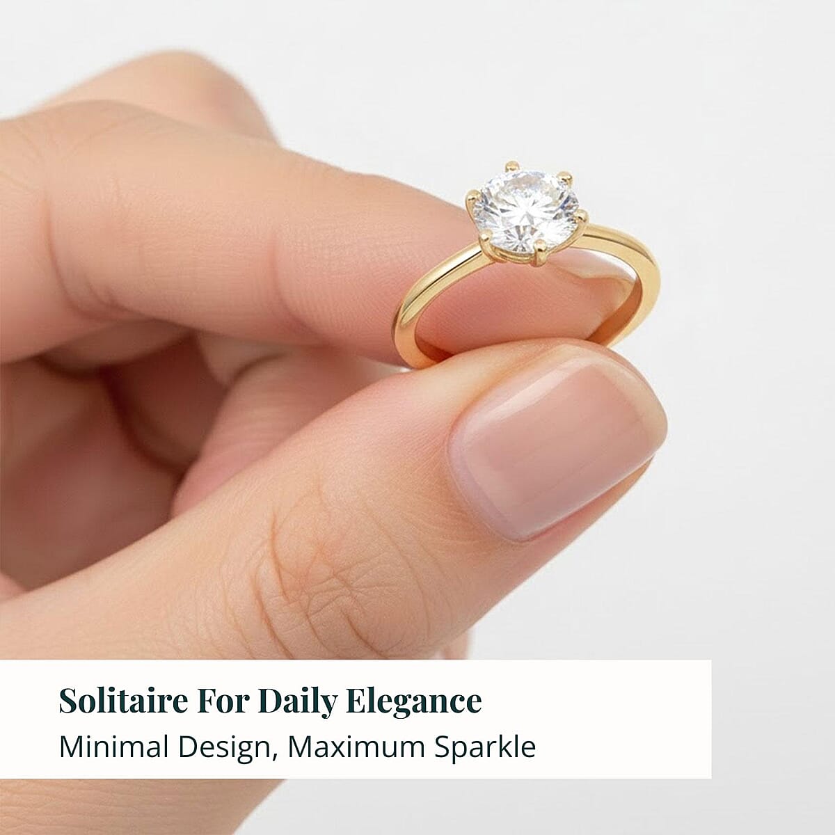 Luxuriant Lab Grown Diamond (G-H, SI) Ring in 18K Vermeil YG Over Sterling Silver (Size 8.0) 1.00 ctw image number 6