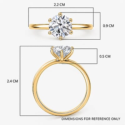 Luxuriant Lab Grown Diamond G-H SI 1.00 ctw Classic Elegance Ring in 18K Vermeil Yellow Gold Over Sterling Silver (Size 8.0)