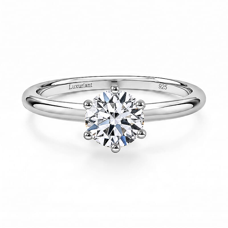 Luxuriant Lab Grown Diamond G-H SI 1.10 ctw Classic Elegance Ring in Rhodium Over Sterling Silver (Size 10.0)