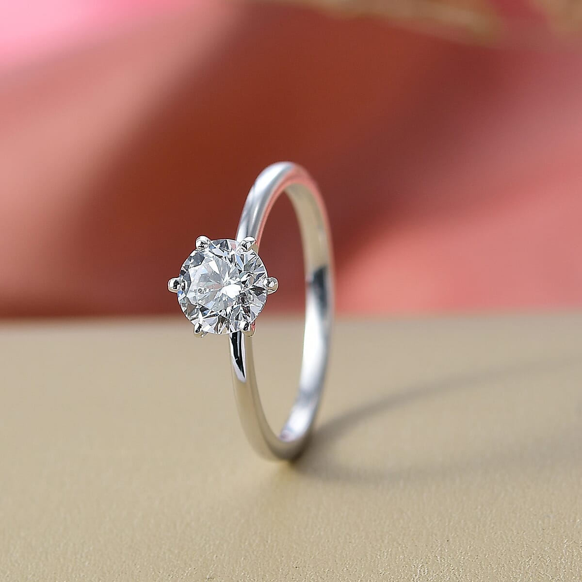 Doorbuster Luxuriant Lab Grown Diamond G-H SI 1.00 ctw Classic Elegance Ring in Rhodium Over Sterling Silver (Size 9.0) image number 1