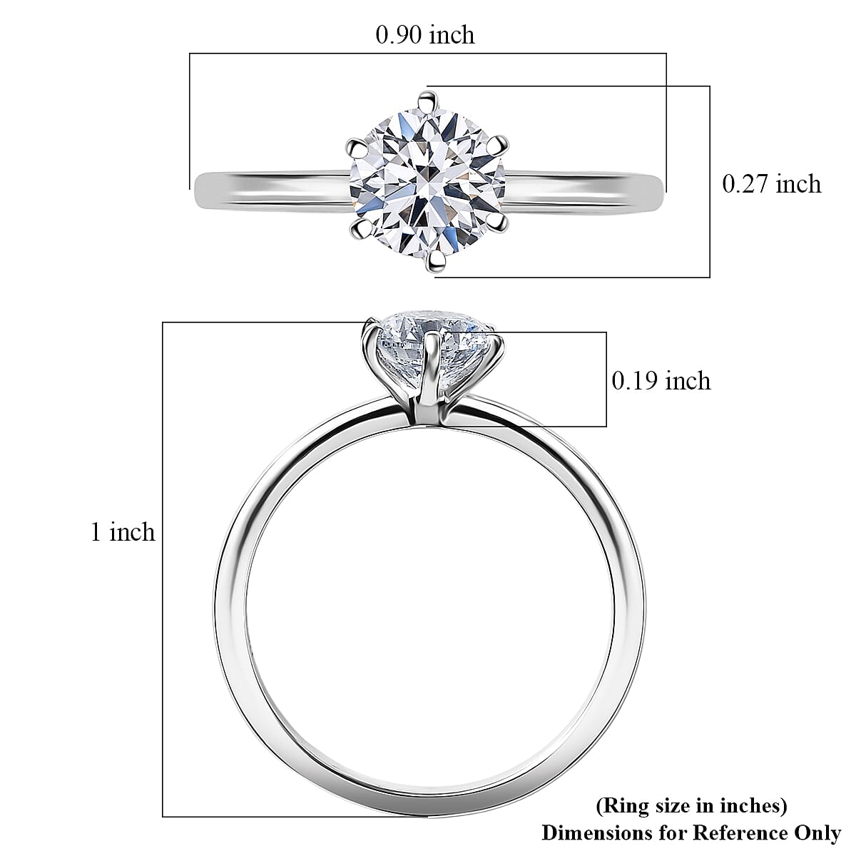 Doorbuster Luxuriant Lab Grown Diamond G-H SI 1.00 ctw Classic Elegance Ring in Rhodium Over Sterling Silver (Size 9.0) image number 5