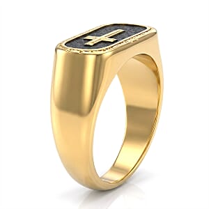 Cross Men's Ring in Black Oxidized and ION Plated YG Stainless Steel (Size 10.0)