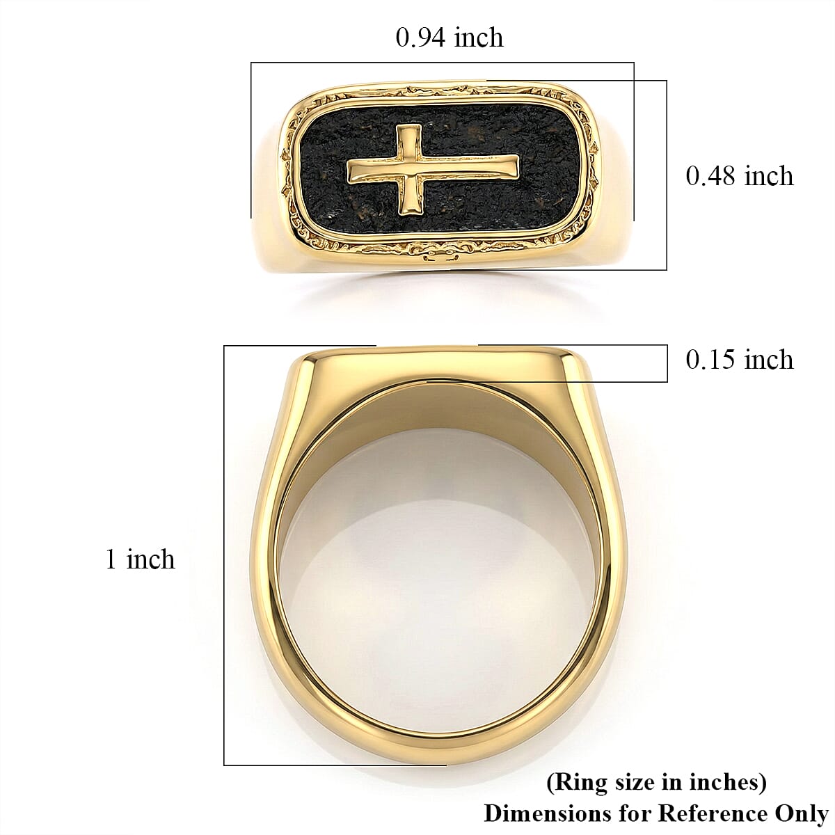 Cross Men's Ring in Black Oxidized and ION Plated YG Stainless Steel (Size 10.0)