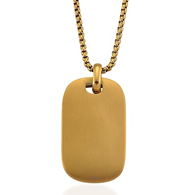 Gold Cross Pendant Necklace in ION Plated YG and Black Oxidized Stainless Steel (20-22 Inches)