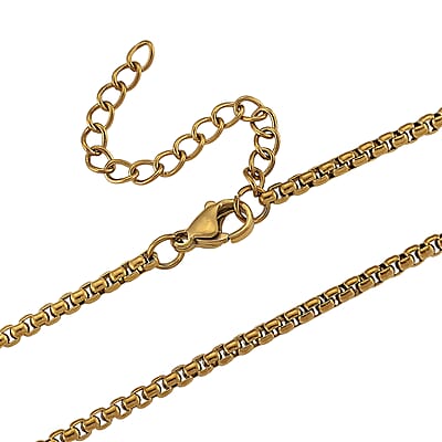 Gold Cross Pendant Necklace in ION Plated YG and Black Oxidized Stainless Steel (20-22 Inches)