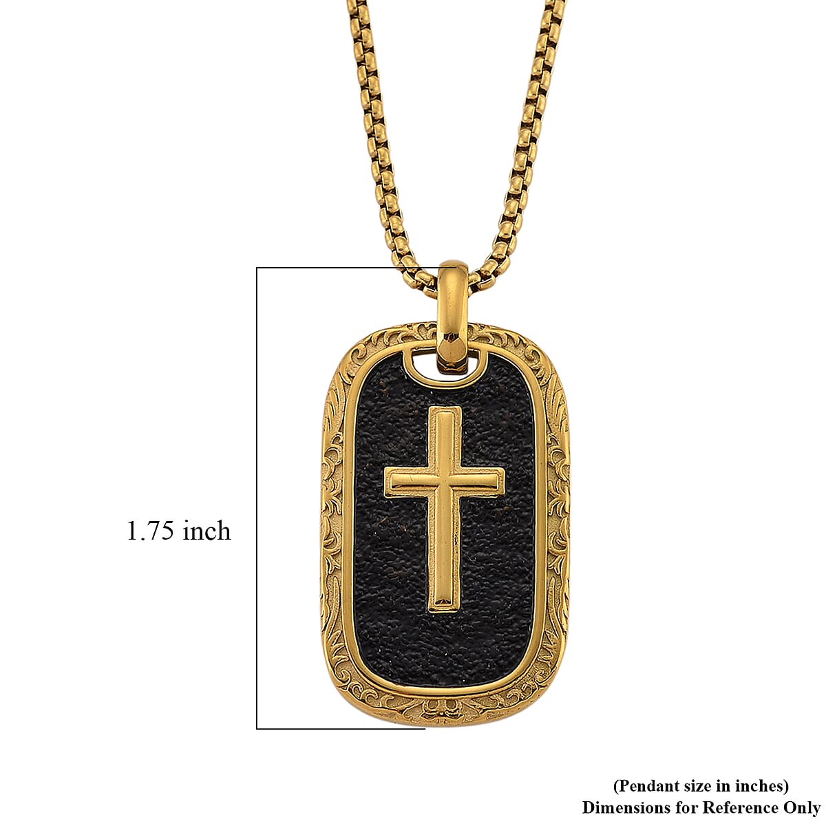 Gold Cross Pendant Necklace in ION Plated YG and Black Oxidized Stainless Steel (20-22 Inches) image number 6