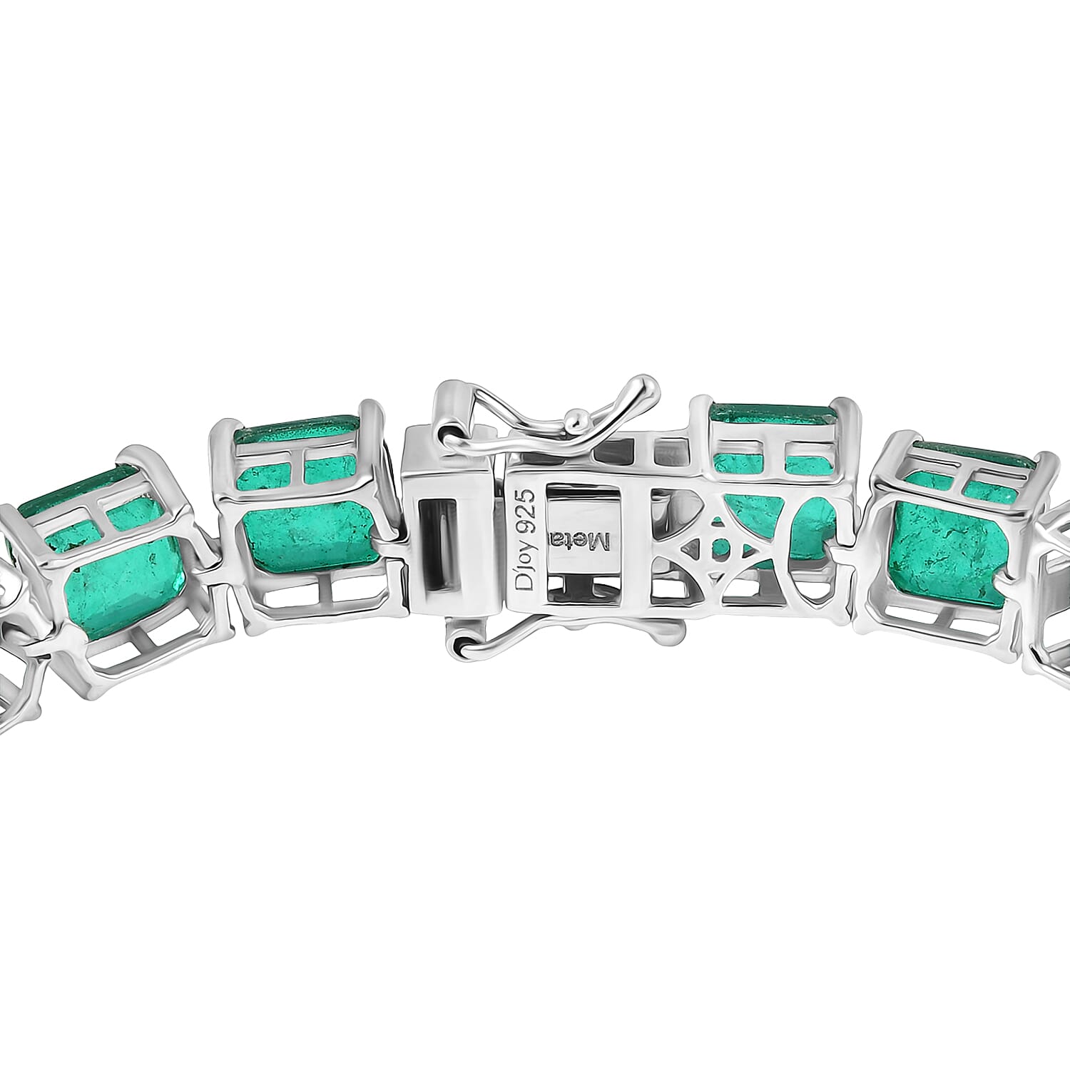 D'Joy Emeraldine Quartz (Triplet) 36.40 ctw Bracelet in Rhodium Over Sterling Silver (7.00 In)