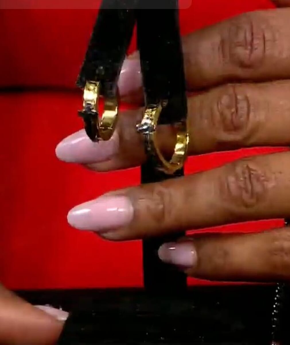 Hammered Cross Design Steel Huggie Hoop Earrings in ION Plated YG and Stainless Steel image number 2