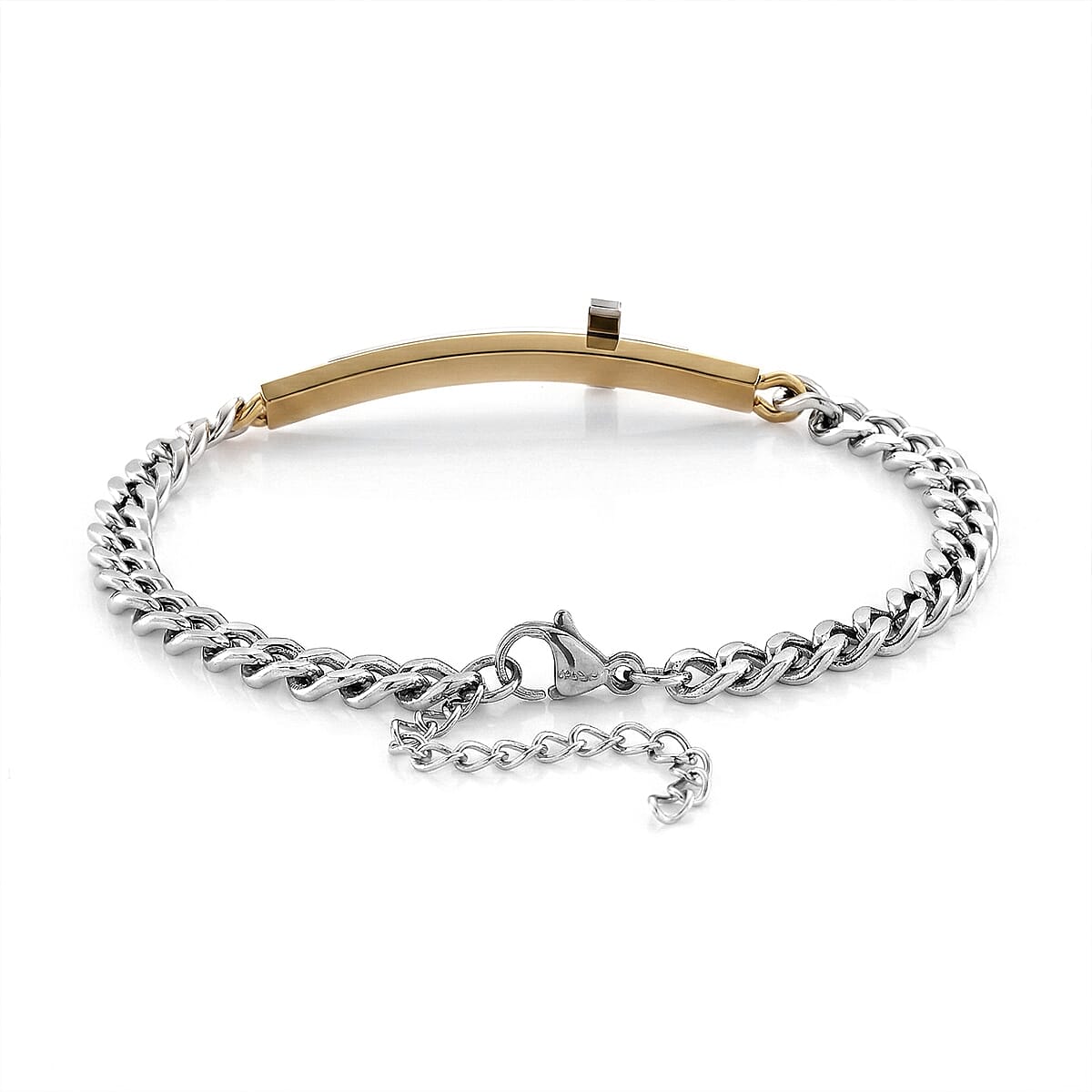 Hammered Cross Bracelet in ION Plated YG Stainless Steel (7.50-9.0In) image number 3