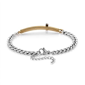 Hammered Cross Bracelet in ION Plated YG Stainless Steel (7.50-9.0In)