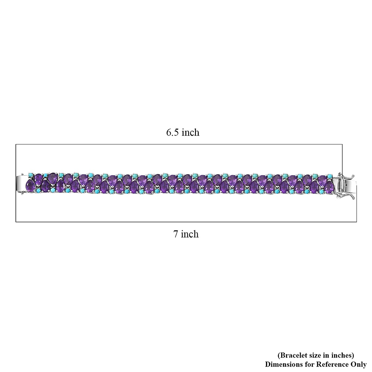 Doorbuster D'Joy African Amethyst and Lagoon Turquoise 30.85 ctw Tear of The Moon Bracelet in Rhodium Over Sterling Silver (6.50 In) image number 4
