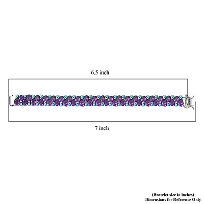D'Joy African Amethyst and Lagoon Turquoise 30.85 ctw Tear of The Moon Bracelet in Rhodium Over Sterling Silver (6.50 In)