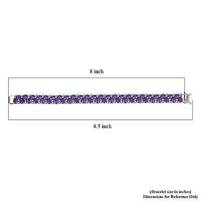 D'Joy African Amethyst and Lagoon Turquoise 38.40 ctw Tear of The Moon Bracelet in Rhodium Over Sterling Silver (8.00 In)