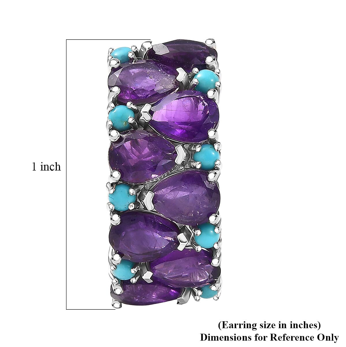 Doorbuster D'Joy African Amethyst and Lagoon Turquoise 12.10 ctw Tears of The Moon Earrings in Rhodium Over Sterling Silver image number 5