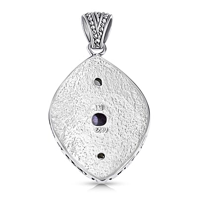 D'Joy Indian Star Ruby and Ethiopian Welo Opal 2.70 ctw Filigree Art Pendant Without Chain in Sterling Silver