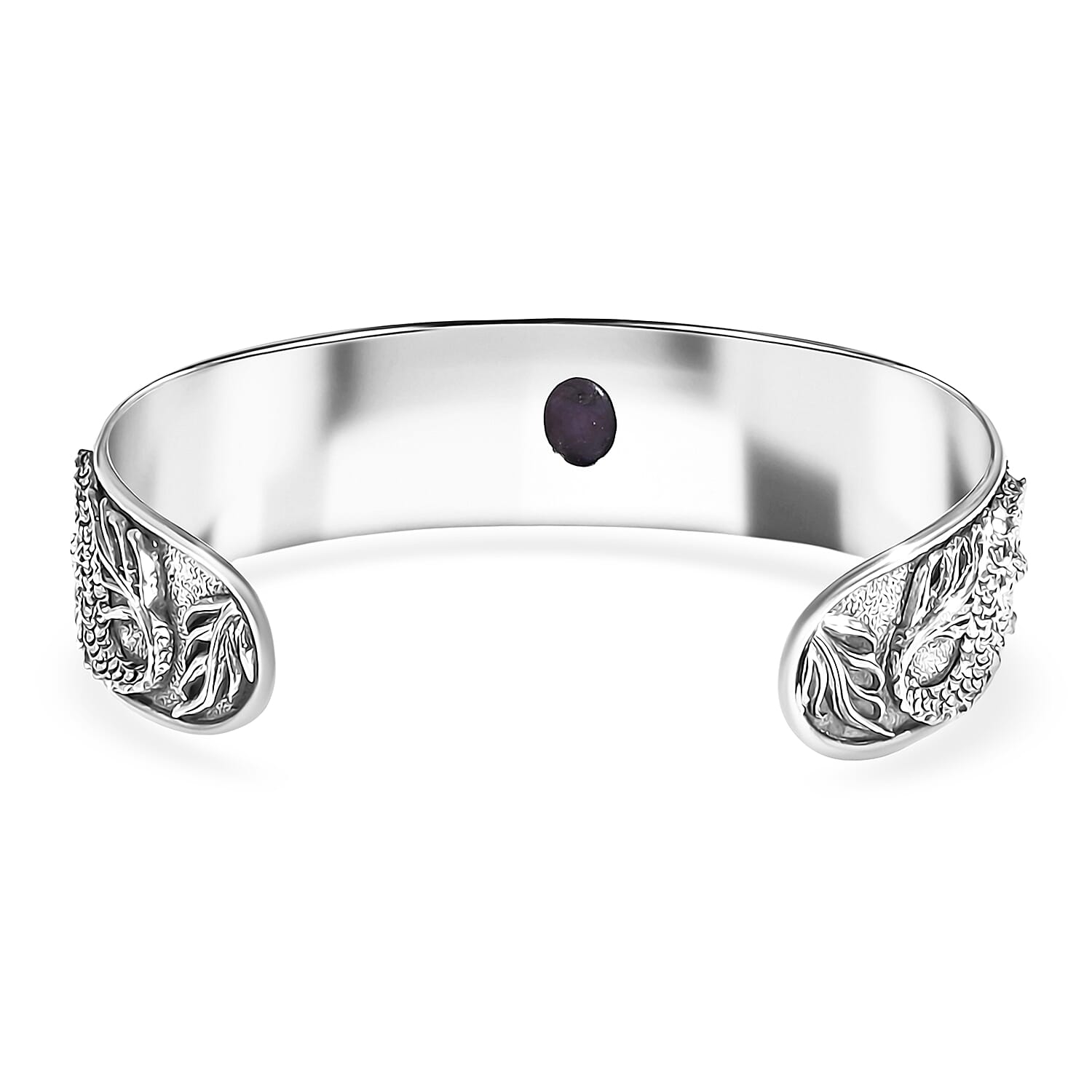 D'Joy Bali Legacy Indian Star Ruby 5.00 ctw Dragon Bangle Bracelet in Sterling Silver (7.25 In)