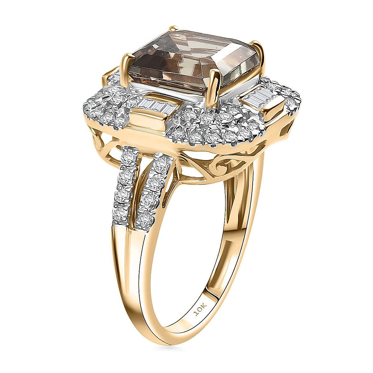 Luxoro 10K Yellow Gold AAA Turkizite, Diamond (G-H, I2) Dusk Majesty Ring (Size 6.0) 4.80 ctw image number 3