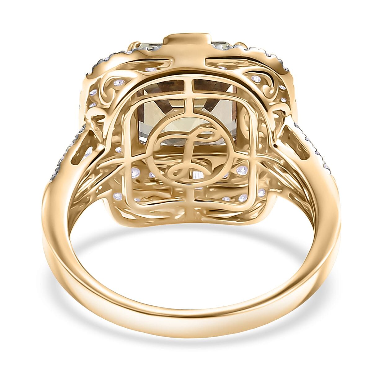 Luxoro AAA Turkizite and G-H I2 Diamond 4.80 ctw Dusk Majesty Ring in 10K Yellow Gold (Size 7.0) image number 4