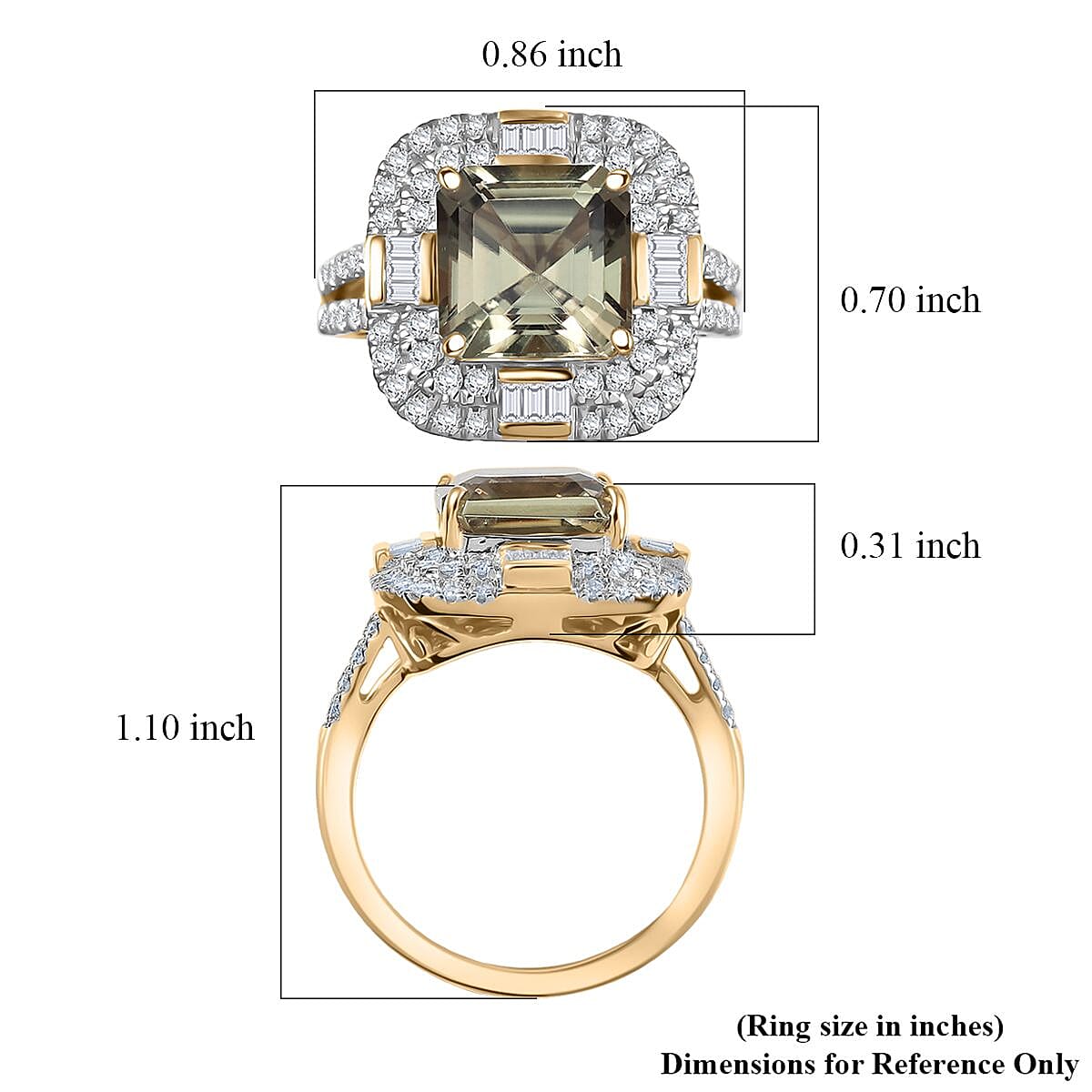 Luxoro AAA Turkizite and G-H I2 Diamond 4.80 ctw Dusk Majesty Ring in 10K Yellow Gold (Size 7.0) image number 5