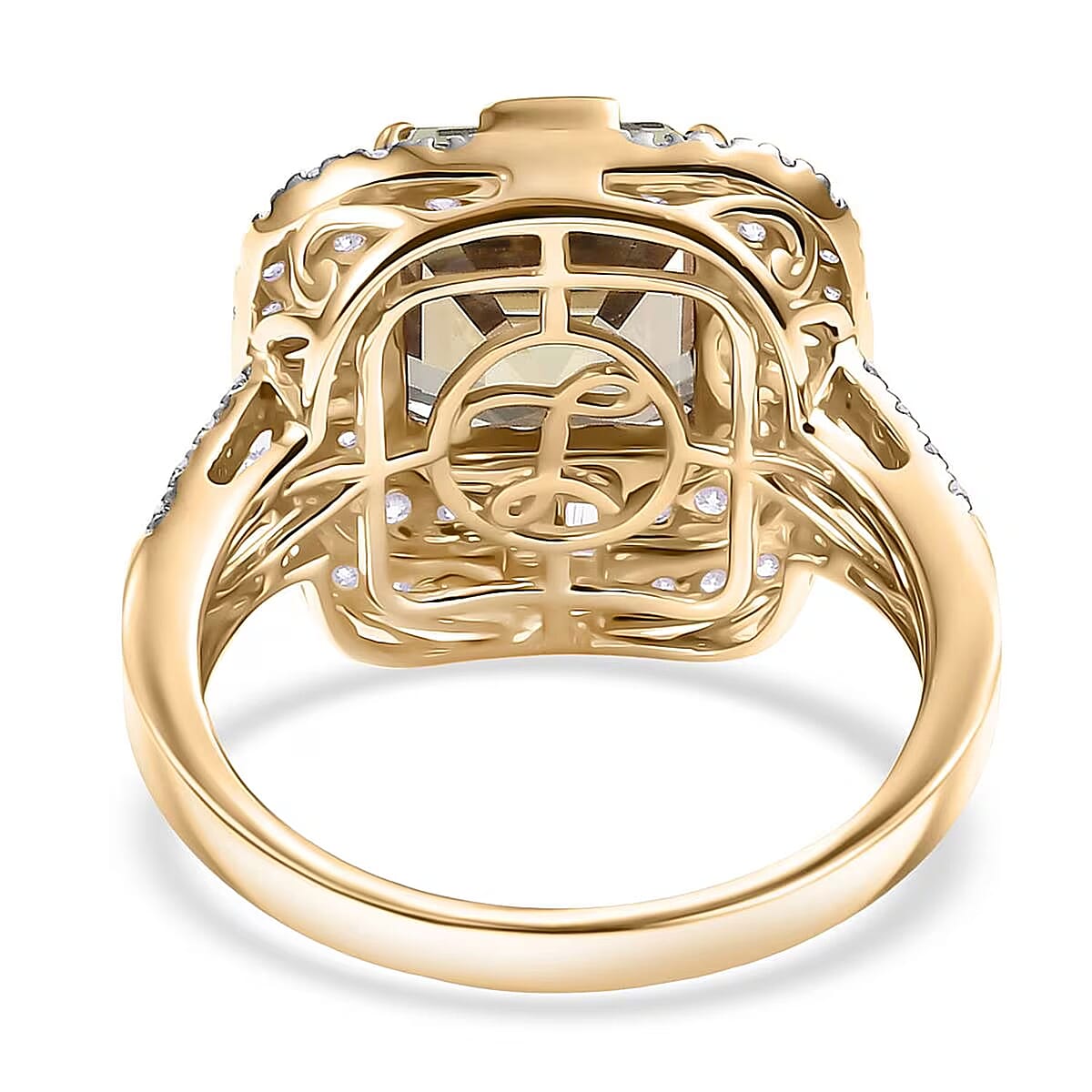 Luxoro AAA Turkizite and G-H I2 Diamond 4.80 ctw Dusk Majesty Ring in 10K Yellow Gold (Size 9.0) image number 6