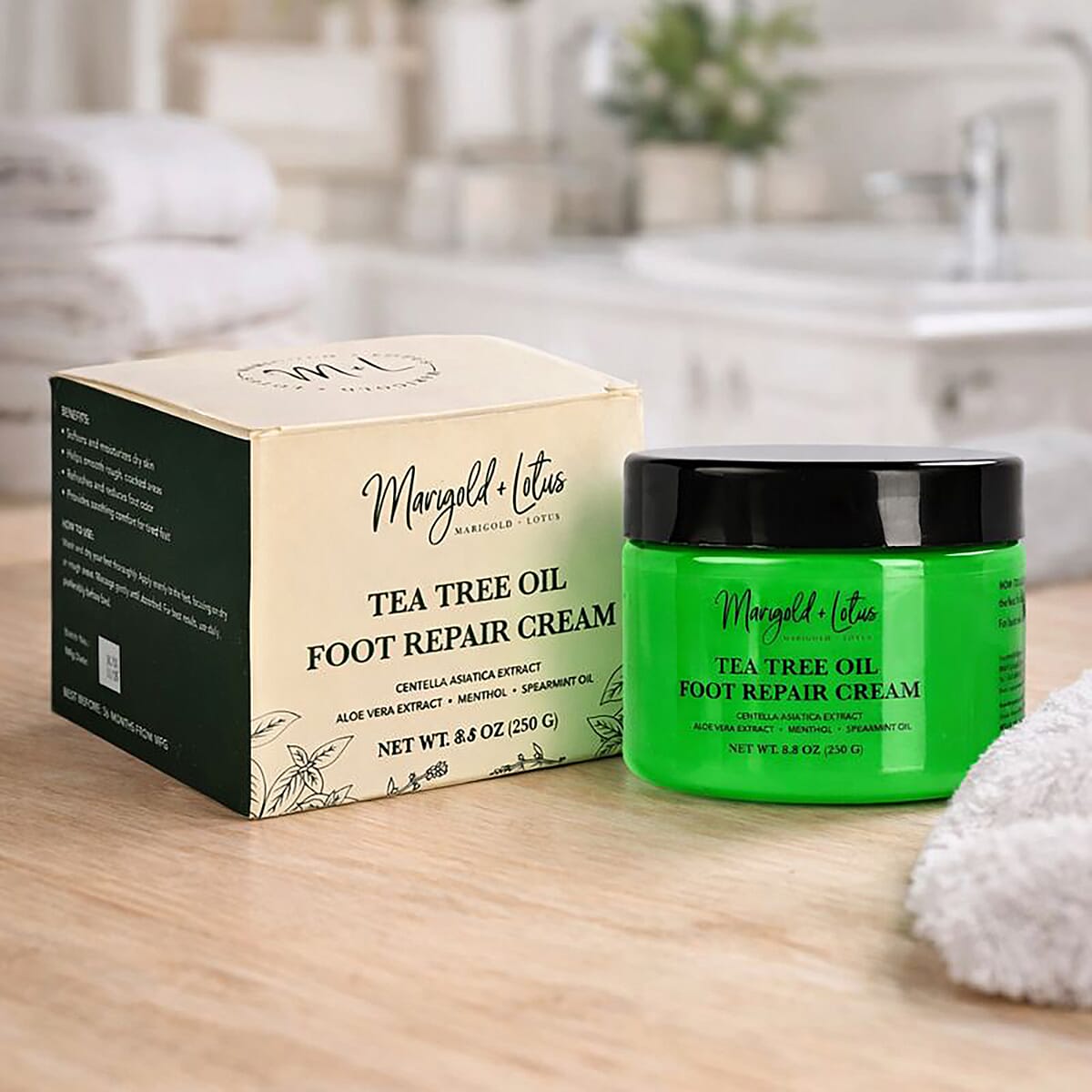 Marigold + Lotus Tea Tree Oil Foot Repair Cream 8.8oz image number 1