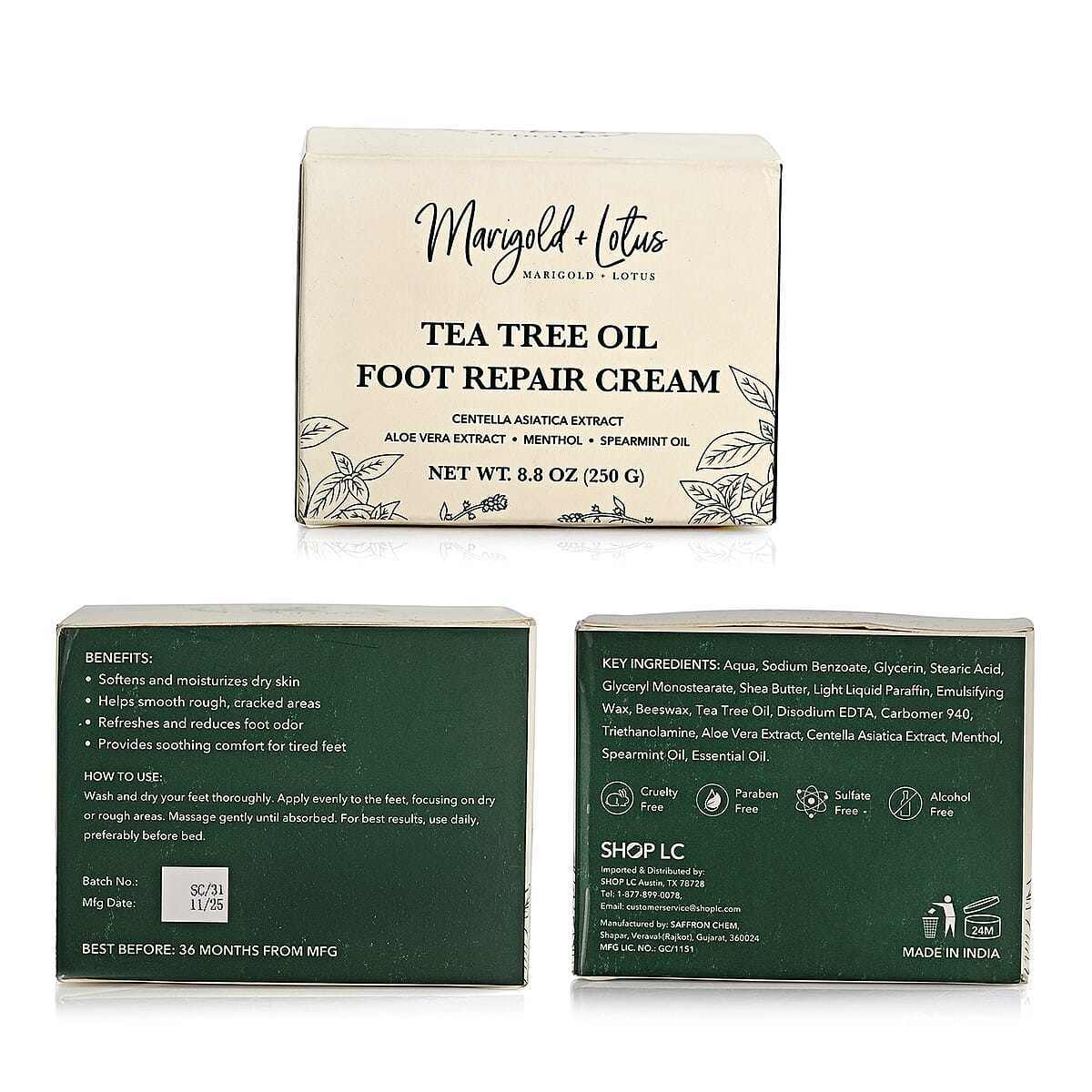 Marigold + Lotus Tea Tree Oil Foot Repair Cream 8.8oz image number 7