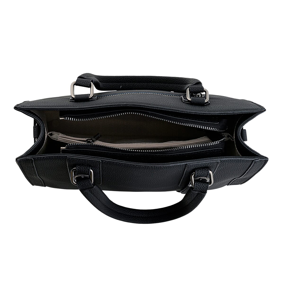 La Marey Black Herringbone Pattern Genuine Leather Crossbody Bag with Adjustable Shoulder Strap image number 5