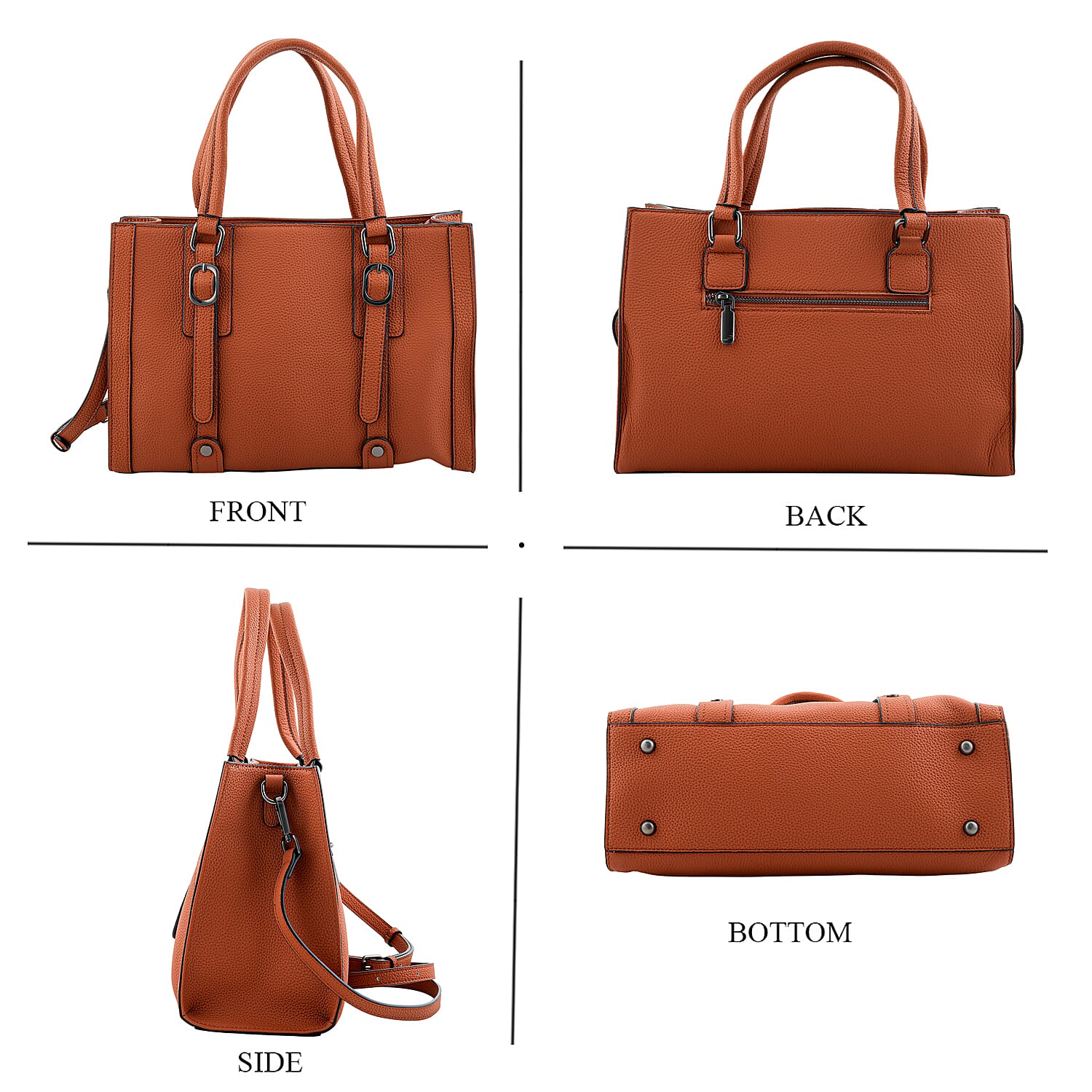 La Marey Tan Herringbone Pattern Genuine Leather Crossbody Bag with Adjustable Shoulder Strap