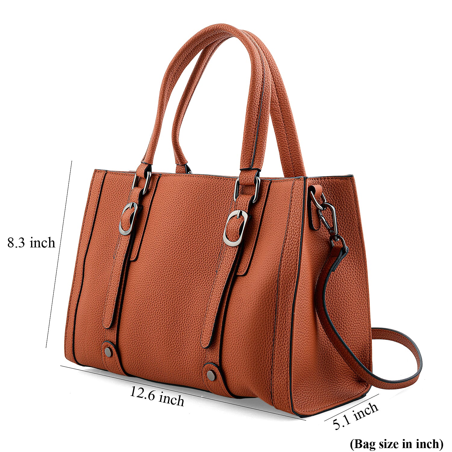La Marey Tan Herringbone Pattern Genuine Leather Crossbody Bag with Adjustable Shoulder Strap