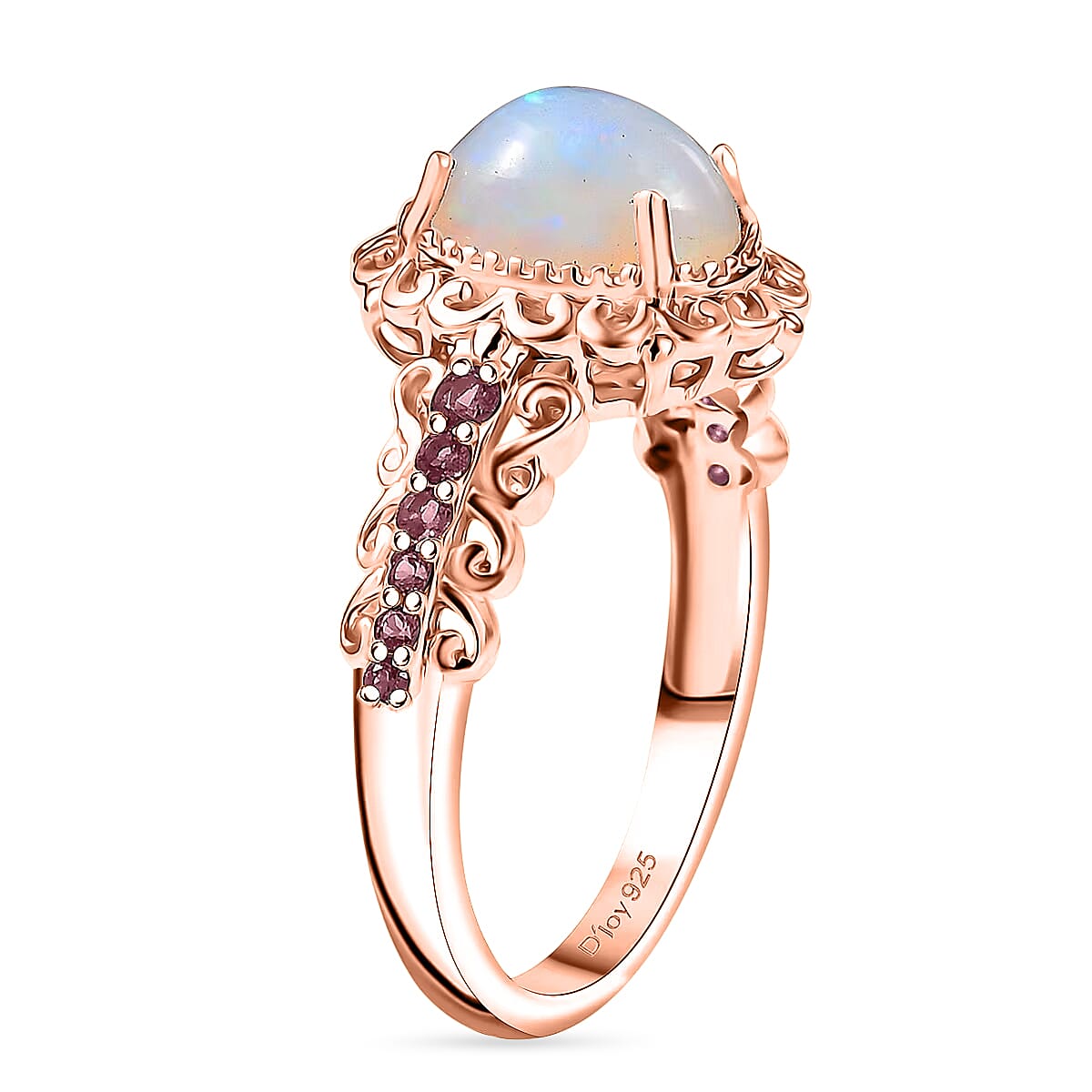 D'Joy Premium Ethiopian Welo Opal and Ouro Fino Rubellite Ring in 18K Vermeil Rose Gold Over Sterling Silver (Size 10) 1.44 ctw image number 3