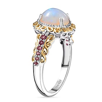 Ethiopian Welo Opal & Rubellite/1.44/Rhodium Over Sterling Silver / 7.5 - Product card gallery slide 4 (10178791702841)