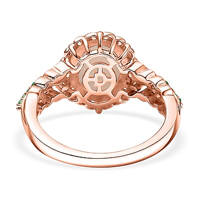 D'Joy Premium Ethiopian Welo Opal and Chrome Diopside 1.44 ctw Ring in 18K Vermeil Rose Gold Over Sterling Silver (Size 10.0)