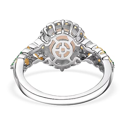 D'Joy Premium Ethiopian Welo Opal and Chrome Diopside 1.44 ctw Ring in 18K Vermeil YG and Rhodium Over Sterling Silver (Size 6.0)