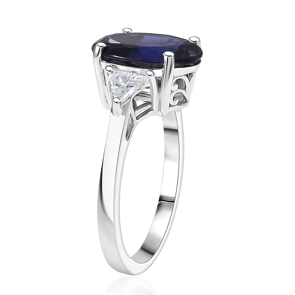AAA Catalina Iolite and Luxuriant Lab Grown Diamond E-F VS 3.85 ctw Art Deco Ring in 10K White Gold (Size 10.0) image number 3