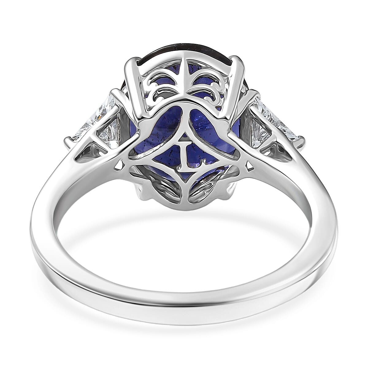 AAA Catalina Iolite and Luxuriant Lab Grown Diamond E-F VS 3.85 ctw Art Deco Ring in 10K White Gold (Size 10.0) image number 4