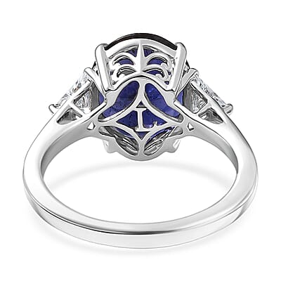 AAA Catalina Iolite and Luxuriant Lab Grown Diamond E-F VS 3.85 ctw Art Deco Ring in 10K White Gold (Size 10.0)