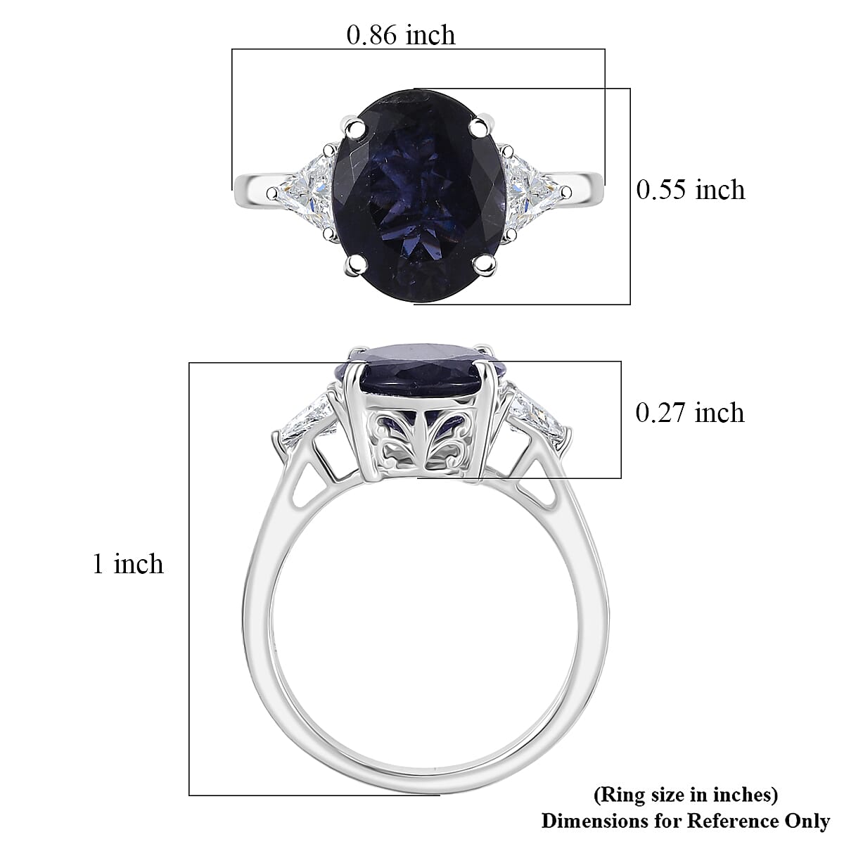 AAA Catalina Iolite and Luxuriant Lab Grown Diamond E-F VS 3.85 ctw Art Deco Ring in 10K White Gold (Size 10.0) image number 5