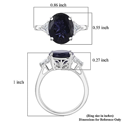 AAA Catalina Iolite and Luxuriant Lab Grown Diamond E-F VS 3.85 ctw Art Deco Ring in 10K White Gold (Size 10.0)