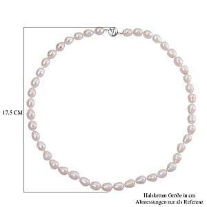 White Fresh Water Pearl Beaded Necklace in Stainless Steel 20 Inches