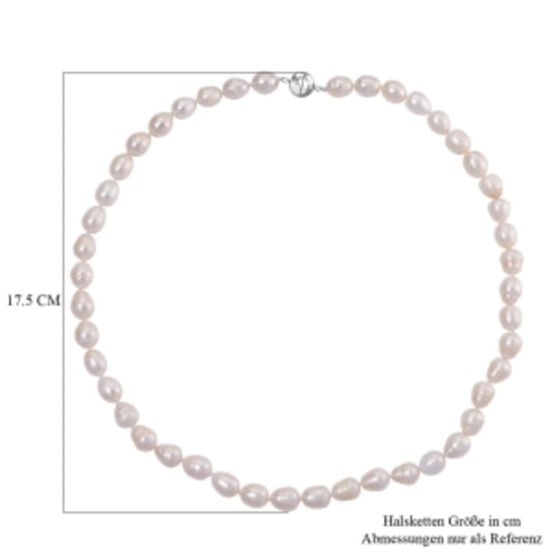 White Fresh Water Pearl Beaded Necklace in Stainless Steel 20 Inches