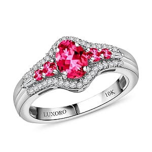 Luxoro Premium Ouro Fino Rubellite and I2 Diamond 1.27 ctw Ring in 10K White Gold (Size 10) 1