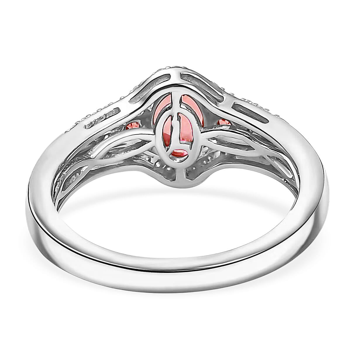 Luxoro Premium Ouro Fino Rubellite and I2 Diamond 1.27 ctw Ring in 10K White Gold (Size 10) 1 image number 4