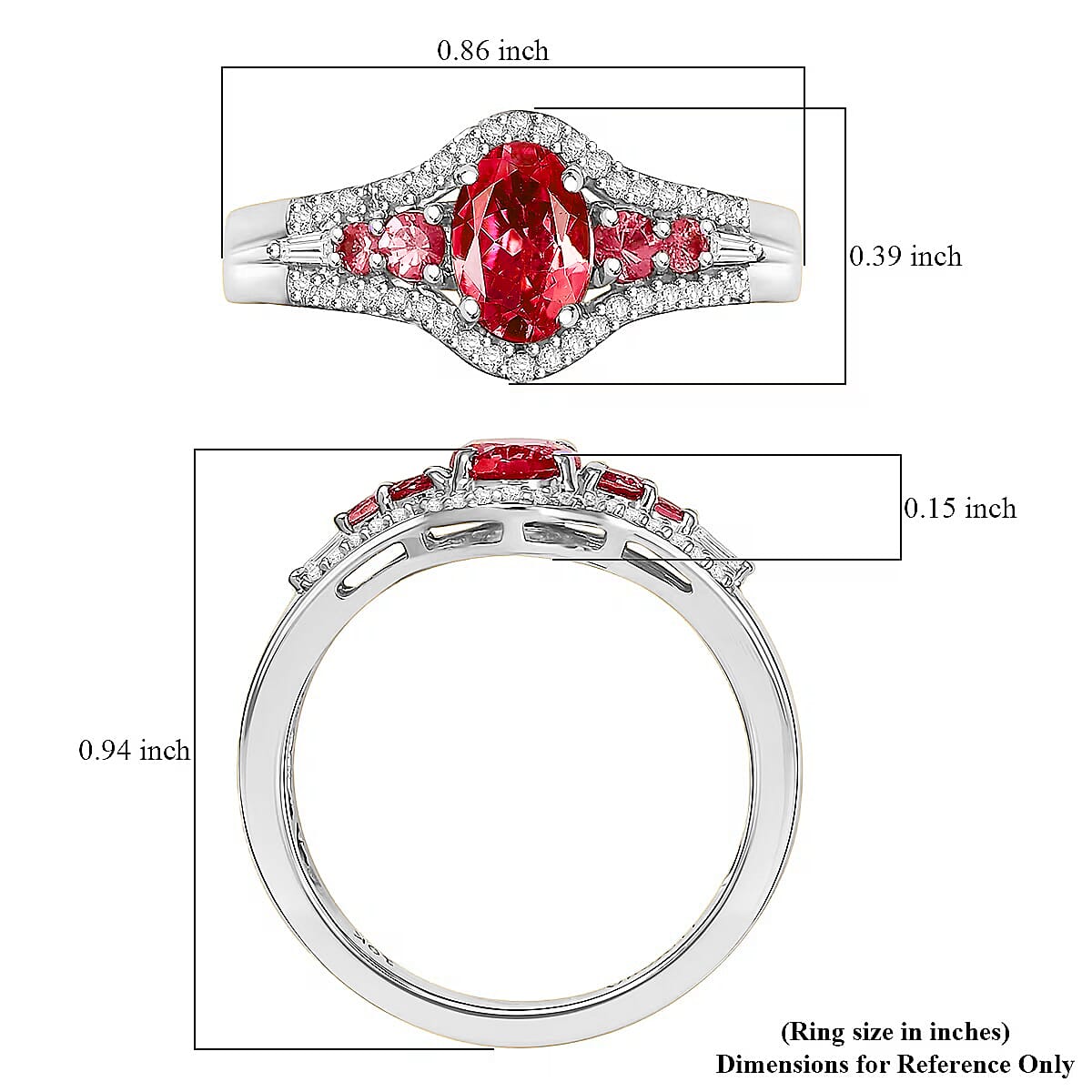 Luxoro Premium Ouro Fino Rubellite and I2 Diamond 1.27 ctw Ring in 10K White Gold (Size 10) 1 image number 5