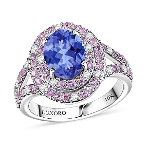 Luxoro Premium Tanzanite, Pink Sapphire and I2 Diamond 3.26 ctw Ring in 10K White Gold (Size 10.0)