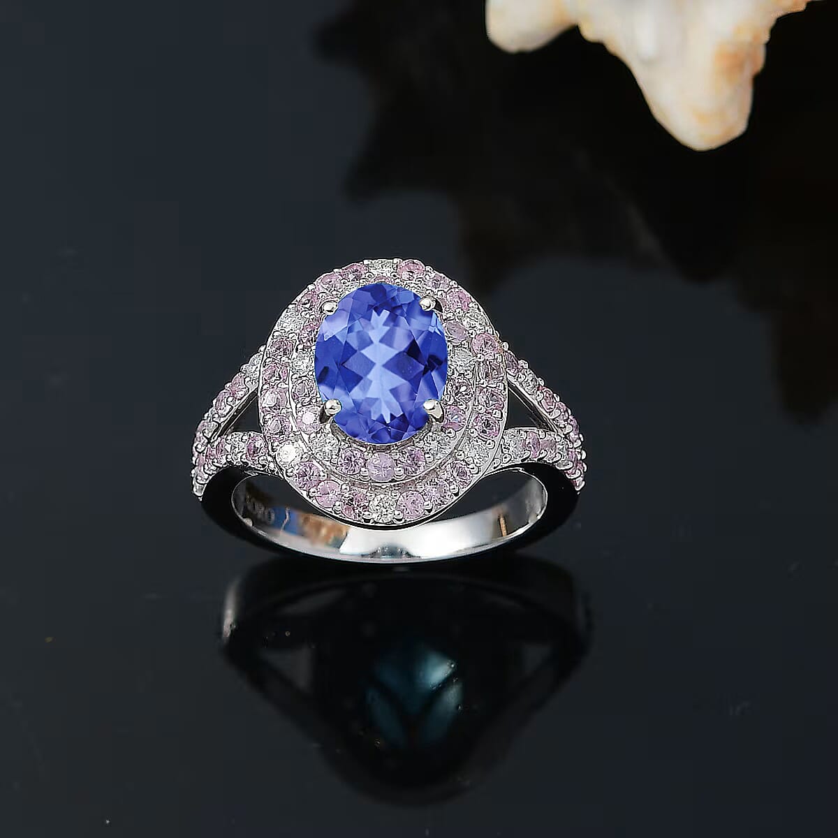Luxoro Premium Tanzanite, Pink Sapphire and I2 Diamond 3.26 ctw Ring in 10K White Gold (Size 10.0) (Del. In 10-12 Days) image number 1