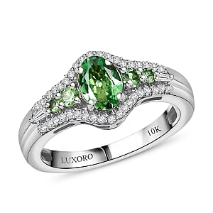 Luxoro Premium Tsavorite Garnet and I2 Diamond 1.47 ctw Ring in 10K White Gold (Size 10.0)